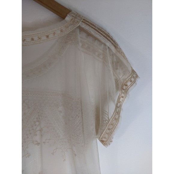 Free People Sheer Embroidered Short Sleeve Top - Picture 8 of 9